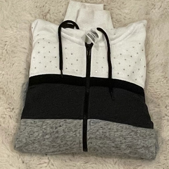 VS Pink Colorblock Rhinestone Zip-Up Hoodie - Picture 3 of 5